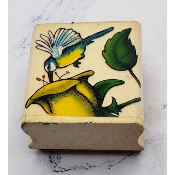 Hummingbird Wood Mounted Rubber Stamp 1998 Sky Kids Wooden Stamp - Picture 1 of 8